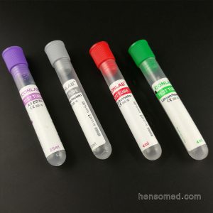 non vacuum blood collection tubes on various color tops