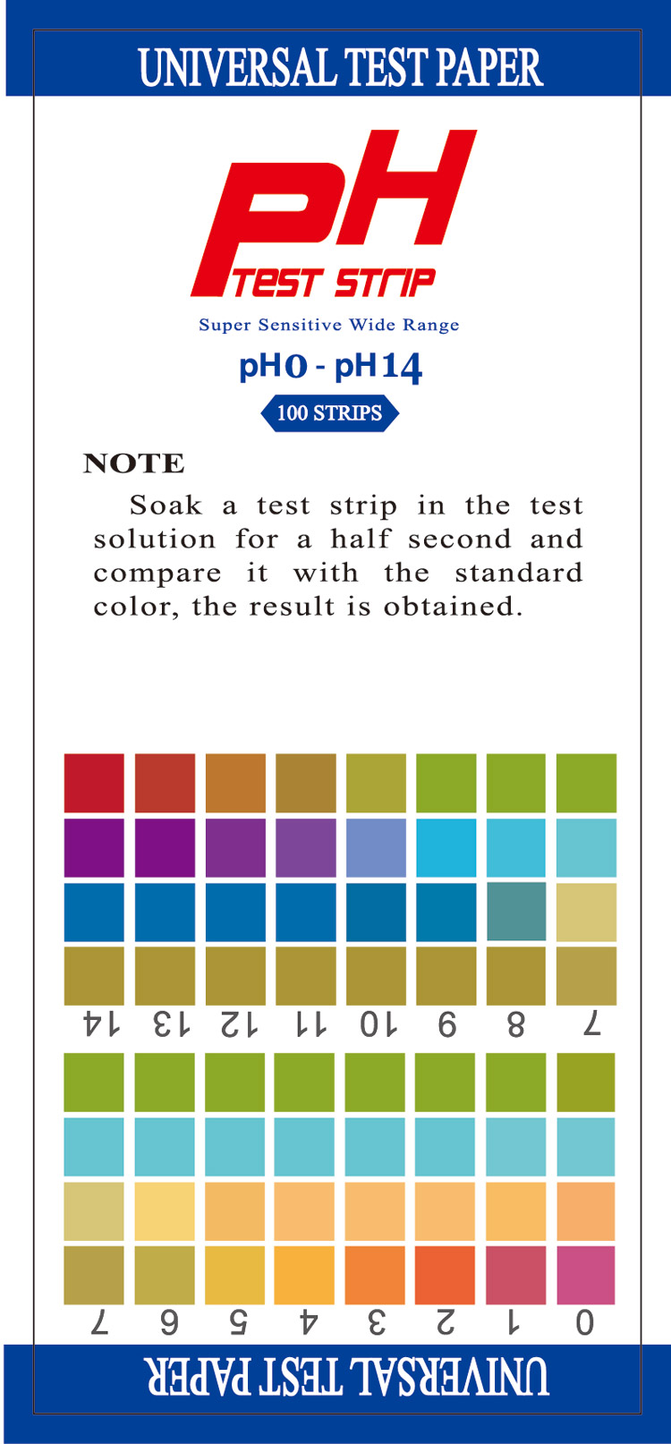 pH test 0-14 insert color chart